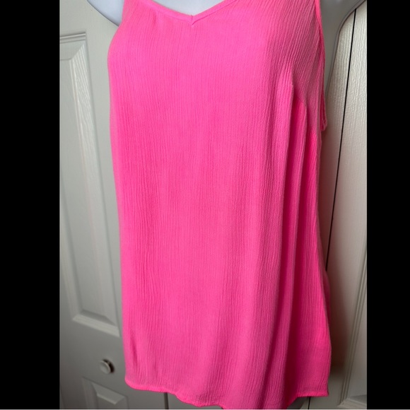 LILLY PULITZER Dusk Racerback Tank Top blouse Shirt Neon Kin Royal Pink Rayon - Picture 5 of 14